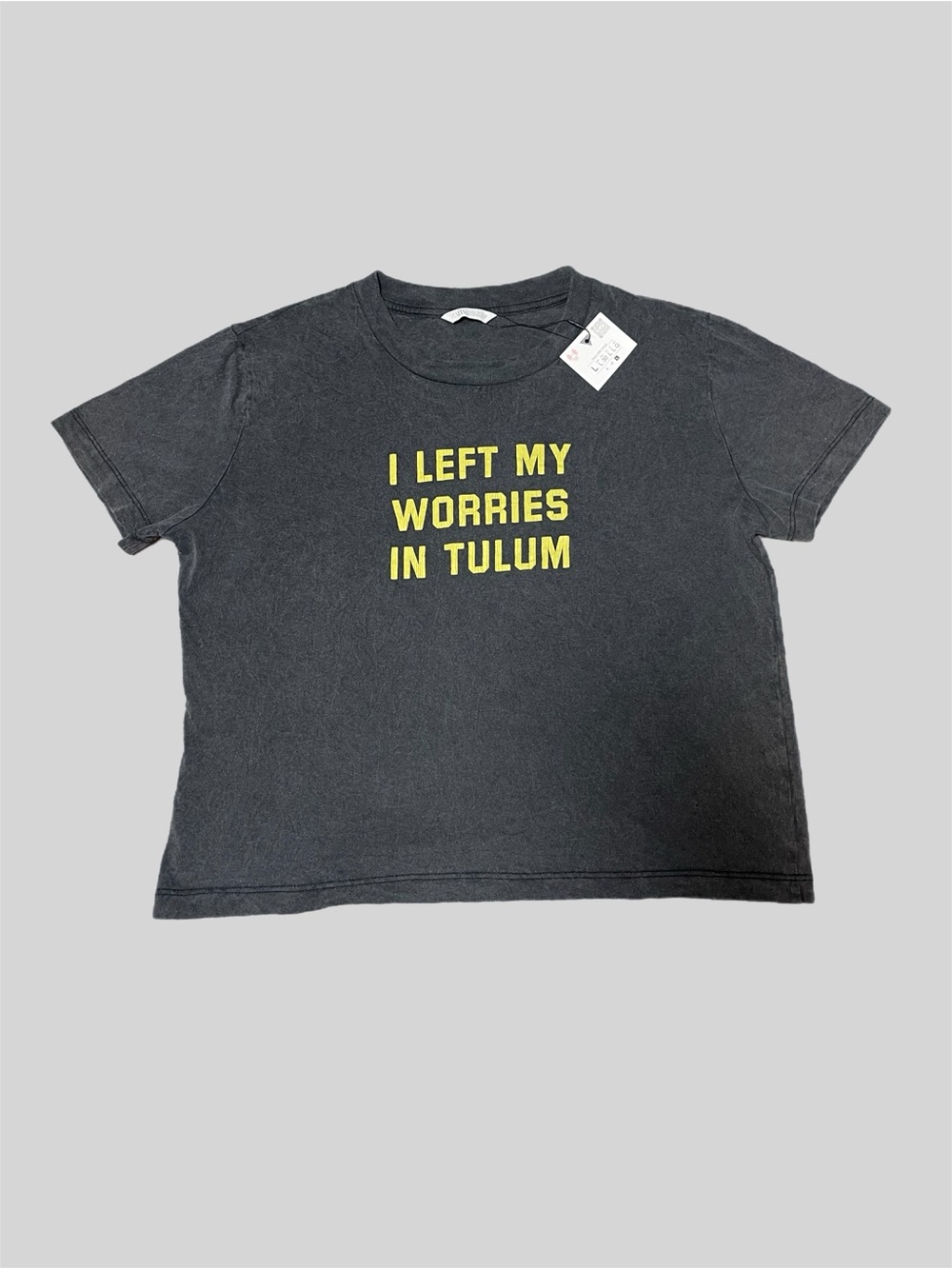 NWT - ZARA “I Left My Worries in Tulum” Cotton Tee
